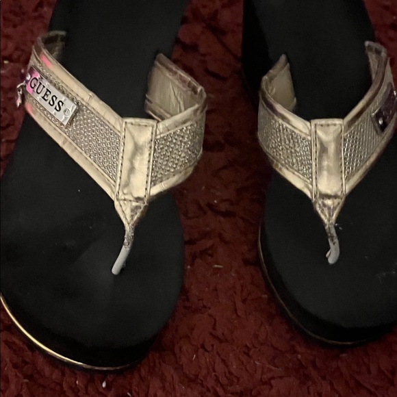 Guess Women's Black and Gold Sandals - Picture 1 of 9